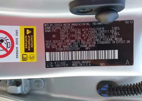 2013 Toyota Highlander Limited V6 из США, поврежденный, VIN 5TDDK3EH5DS275281